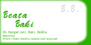 beata baki business card